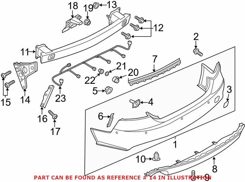 Audi Bumper Cover Support Rail - Rear Passenger Side 4G8807454A